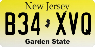 NJ license plate B34XVQ