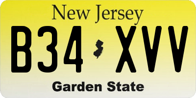 NJ license plate B34XVV