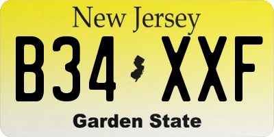 NJ license plate B34XXF