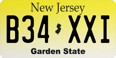 NJ license plate B34XXI