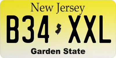 NJ license plate B34XXL