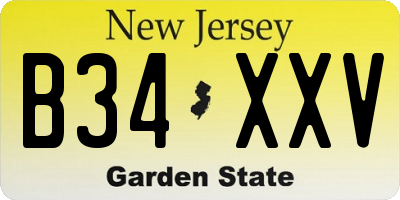 NJ license plate B34XXV