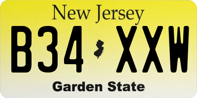 NJ license plate B34XXW
