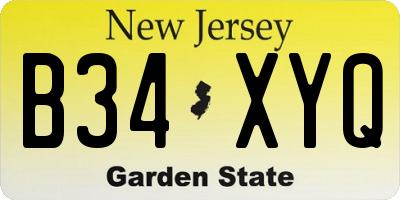 NJ license plate B34XYQ