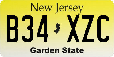 NJ license plate B34XZC