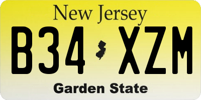 NJ license plate B34XZM