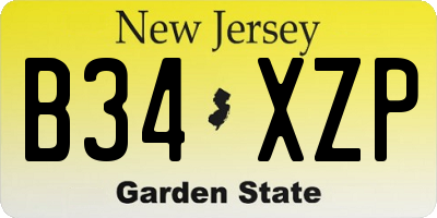 NJ license plate B34XZP