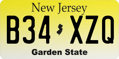 NJ license plate B34XZQ