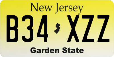 NJ license plate B34XZZ