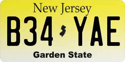 NJ license plate B34YAE