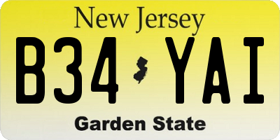 NJ license plate B34YAI