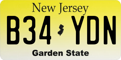 NJ license plate B34YDN