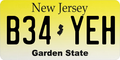 NJ license plate B34YEH