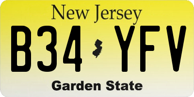 NJ license plate B34YFV