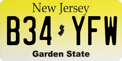 NJ license plate B34YFW