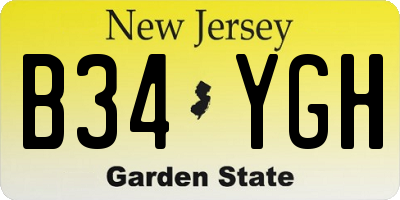 NJ license plate B34YGH