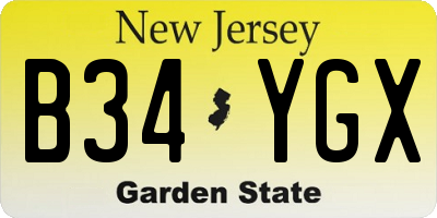 NJ license plate B34YGX