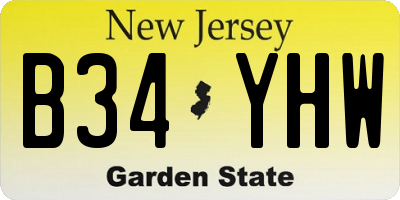NJ license plate B34YHW