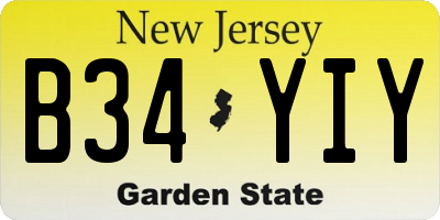 NJ license plate B34YIY