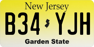 NJ license plate B34YJH