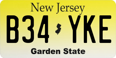 NJ license plate B34YKE