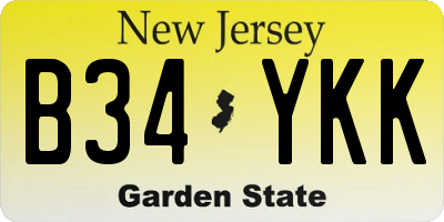 NJ license plate B34YKK