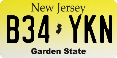 NJ license plate B34YKN