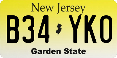 NJ license plate B34YKO
