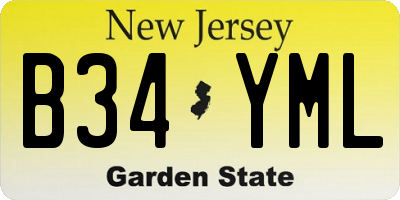 NJ license plate B34YML