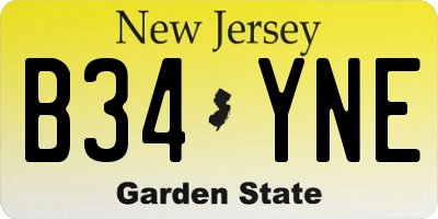 NJ license plate B34YNE