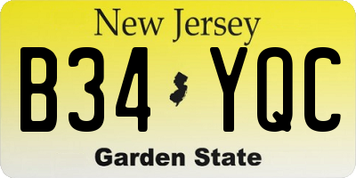 NJ license plate B34YQC