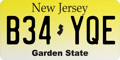 NJ license plate B34YQE