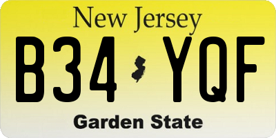 NJ license plate B34YQF