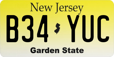 NJ license plate B34YUC
