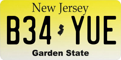 NJ license plate B34YUE