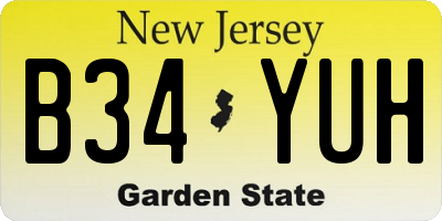 NJ license plate B34YUH