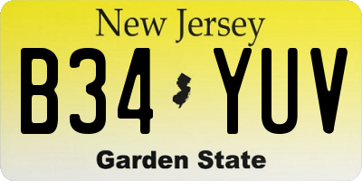 NJ license plate B34YUV