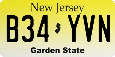 NJ license plate B34YVN