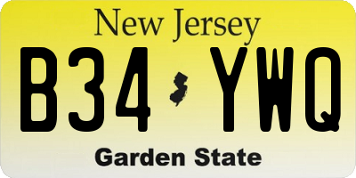 NJ license plate B34YWQ