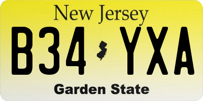 NJ license plate B34YXA