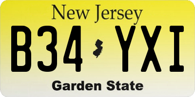 NJ license plate B34YXI