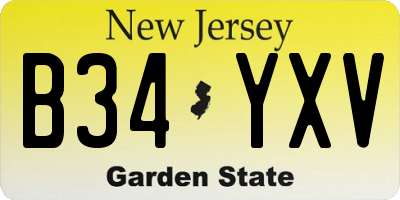 NJ license plate B34YXV