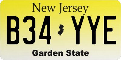 NJ license plate B34YYE