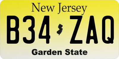 NJ license plate B34ZAQ