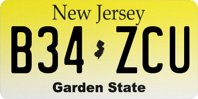 NJ license plate B34ZCU