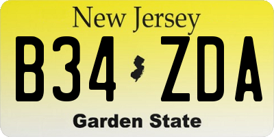 NJ license plate B34ZDA