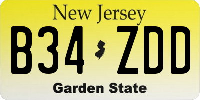 NJ license plate B34ZDD