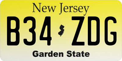 NJ license plate B34ZDG