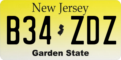 NJ license plate B34ZDZ