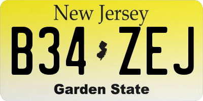 NJ license plate B34ZEJ